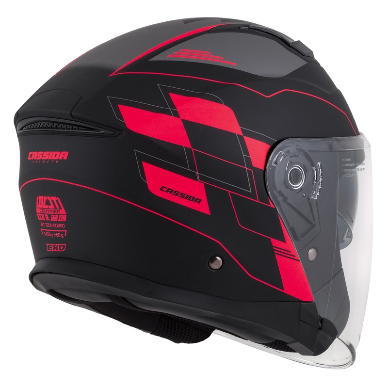 Cassida Jet Tech Roxor offener Motorradhelm schwarz-grau-fluorrot matt