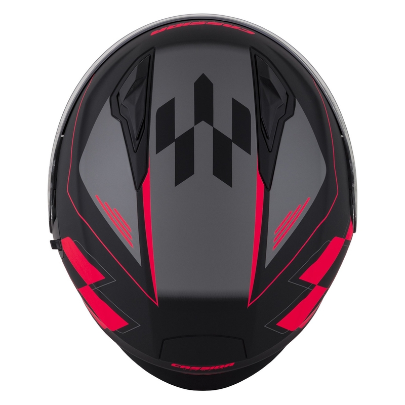 Cassida Jet Tech Roxor offener Motorradhelm schwarz-grau-fluorrot matt
