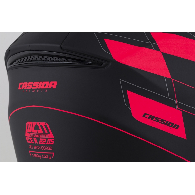 Cassida Jet Tech Roxor offener Motorradhelm schwarz-grau-fluorrot matt