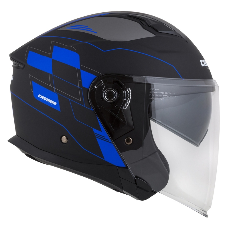 Cassida Jet Tech Roxor Schwarz-Grau-Blau Matte Open Motorradhelm