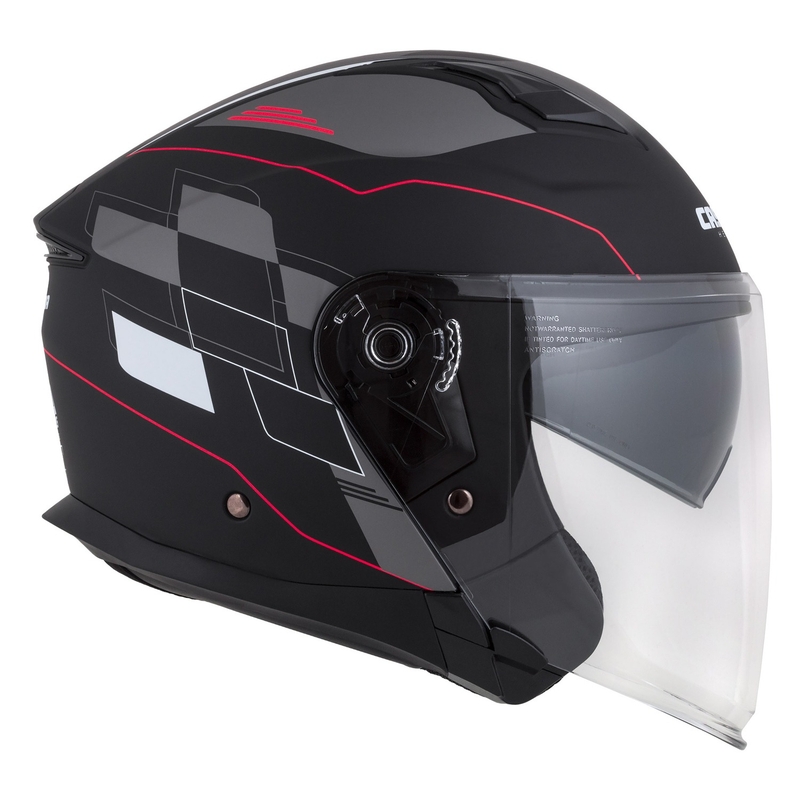 Cassida Jet Tech Roxor Schwarz-Rot-Grau Offener Motorradhelm