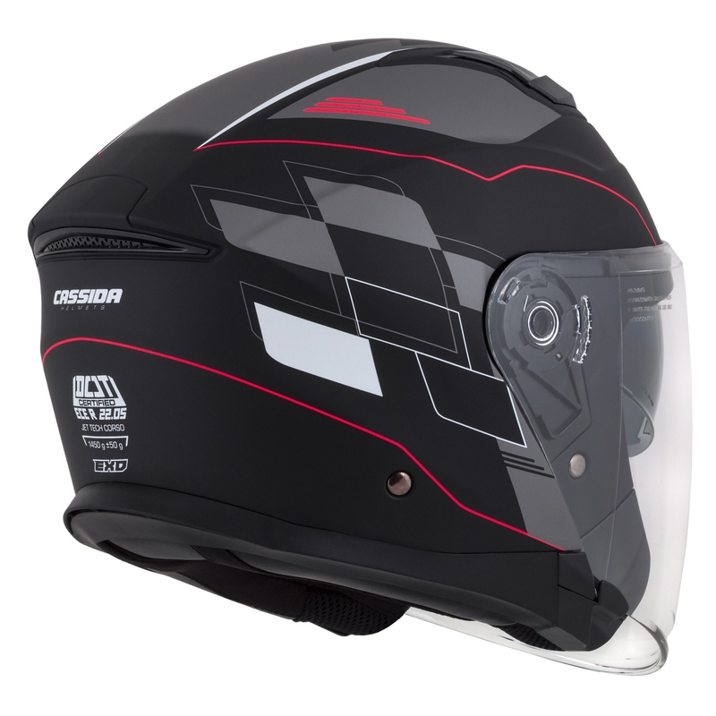 Cassida Jet Tech Roxor Schwarz-Rot-Grau Offener Motorradhelm