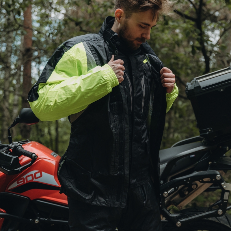 Moto Regenjacke Ozone Marin schwarz-fluorgelb