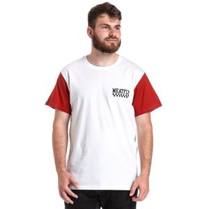 T-shirt Meatfly Racing weiß-rot Ausverkauf