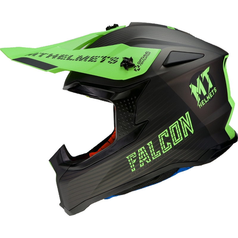 MT Falcon System Motocross Helm schwarz-fluo grün