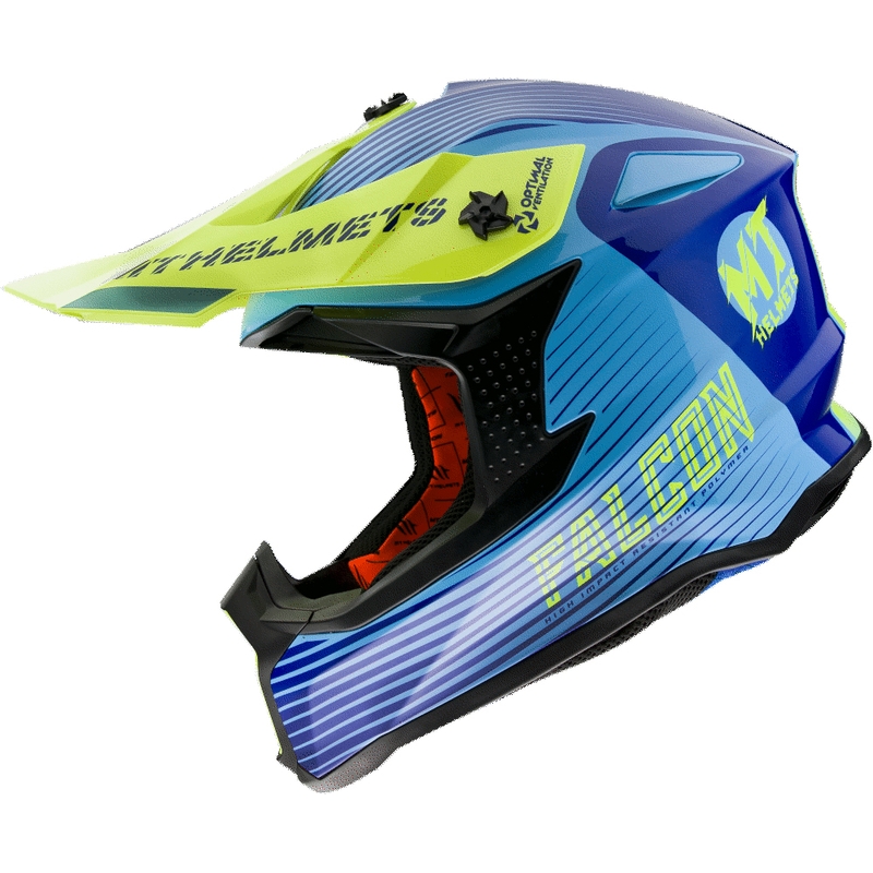MT Falcon System Motocross Helm blau-fluo gelb