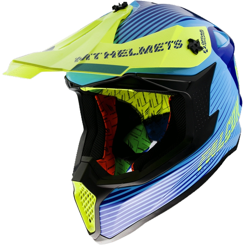 MT Falcon System Motocross Helm blau-fluo gelb
