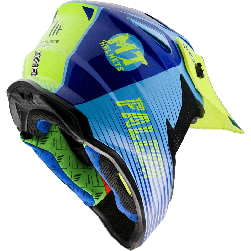 MT Falcon System Motocross Helm blau-fluo gelb