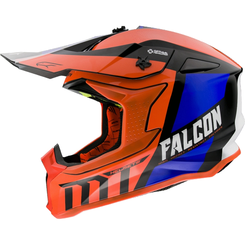 MT Falcon Warrior fluo orange Motocross-Helm