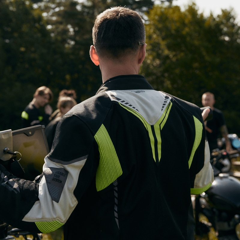 Ozone Flow schwarz-grau-fluorgelbe Motorradjacke Ausverkauf