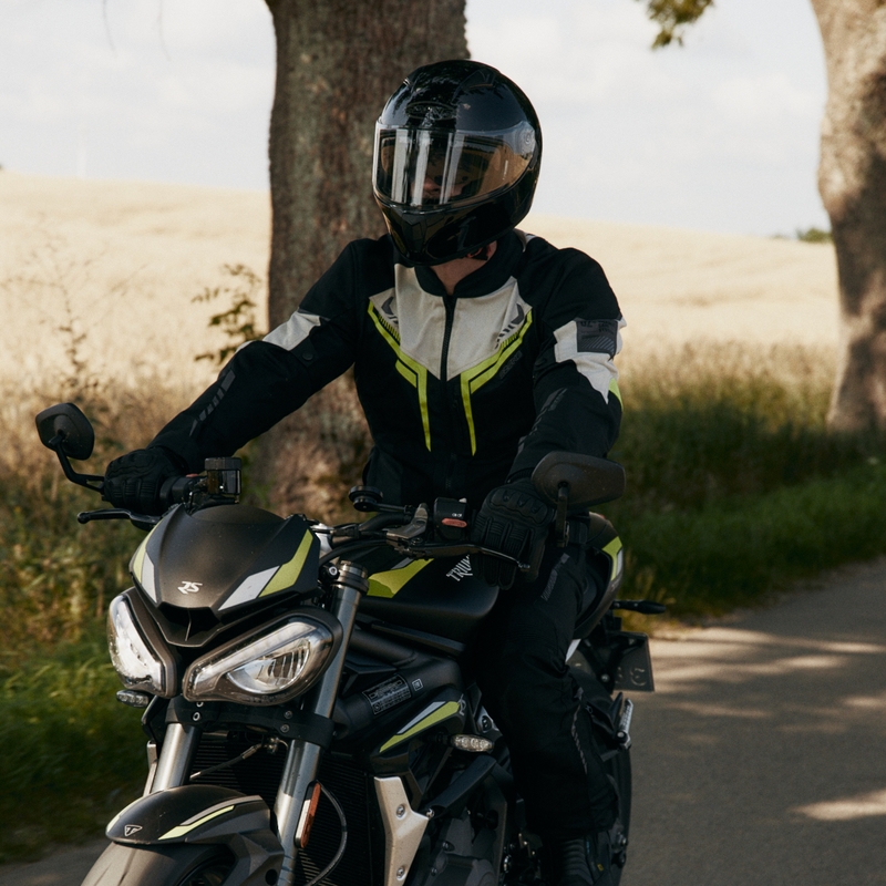 Ozone Flow schwarz-grau-fluorgelbe Motorradjacke Ausverkauf