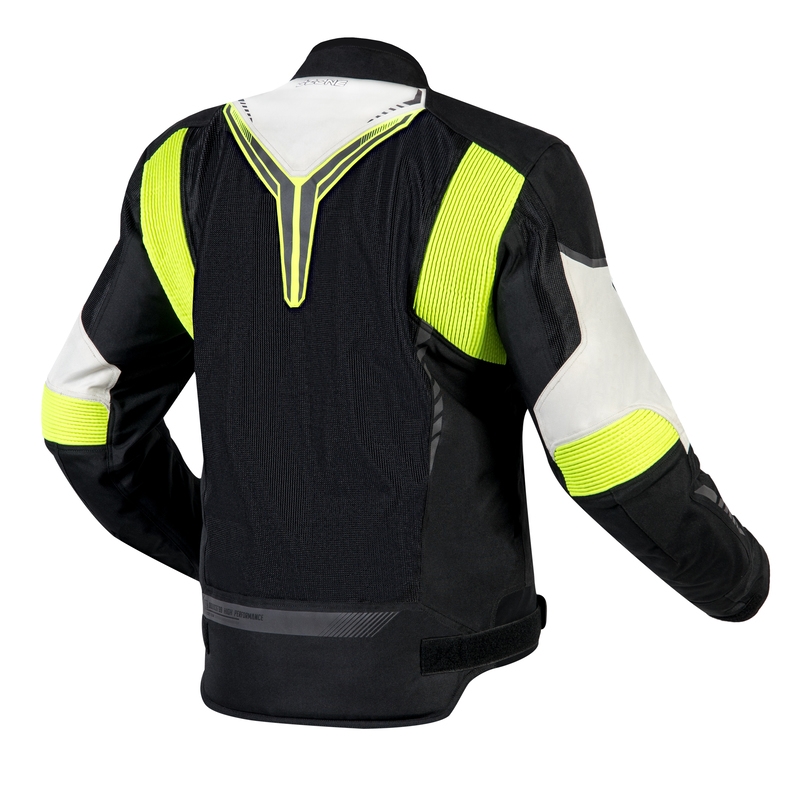 Ozone Flow schwarz-grau-fluorgelbe Motorradjacke Ausverkauf