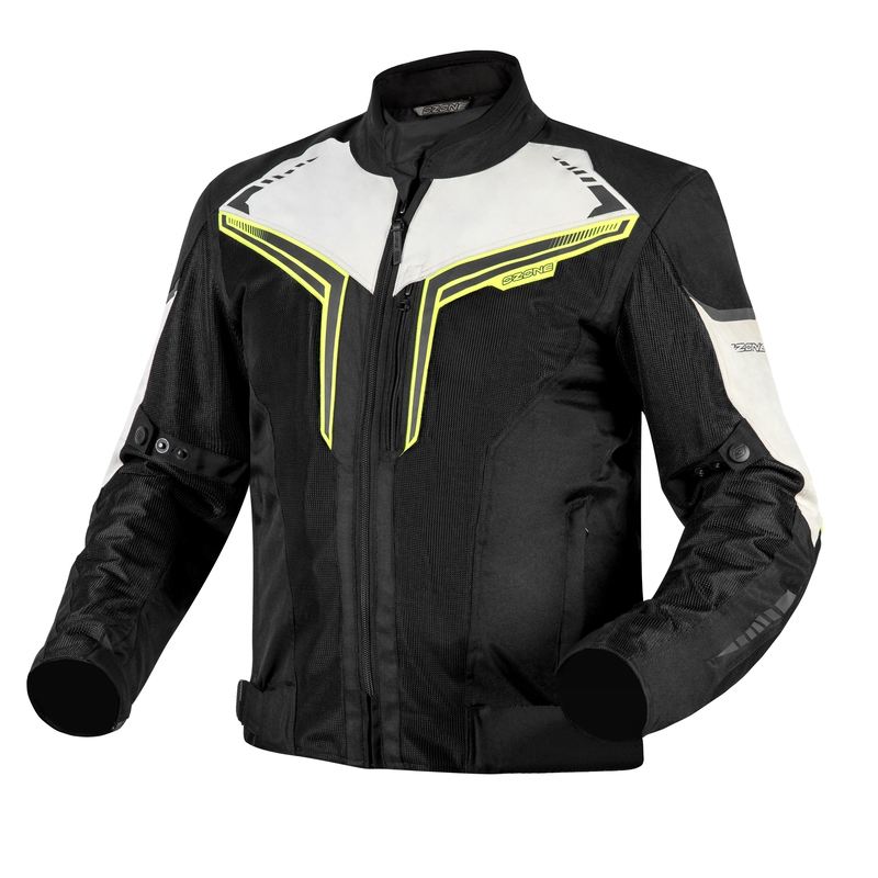 Ozone Flow schwarz-grau-fluorgelbe Motorradjacke Ausverkauf