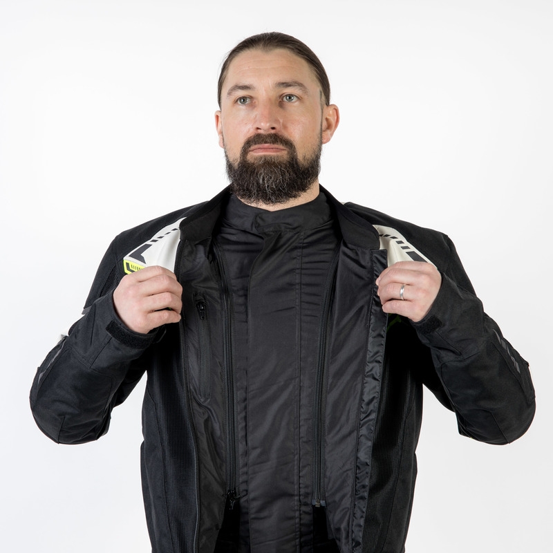 Ozone Flow schwarz-grau-fluorgelbe Motorradjacke Ausverkauf