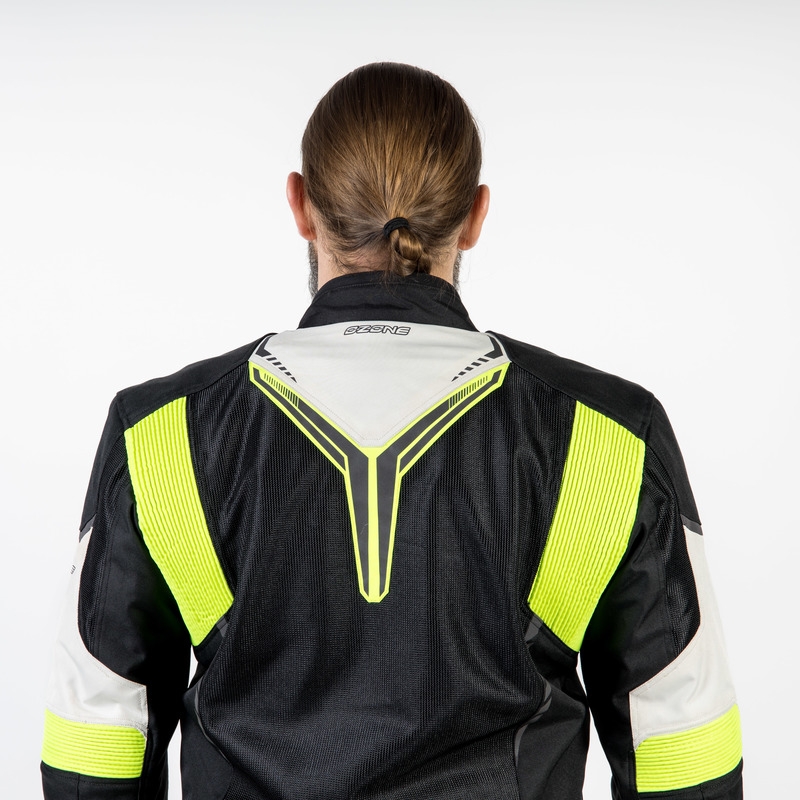 Ozone Flow schwarz-grau-fluorgelbe Motorradjacke Ausverkauf