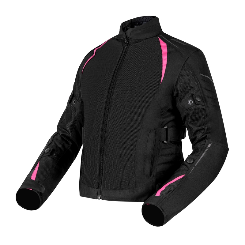 Ozone Flow Motorradjacke für Frauen in Schwarz und Rosa Ausverkauf