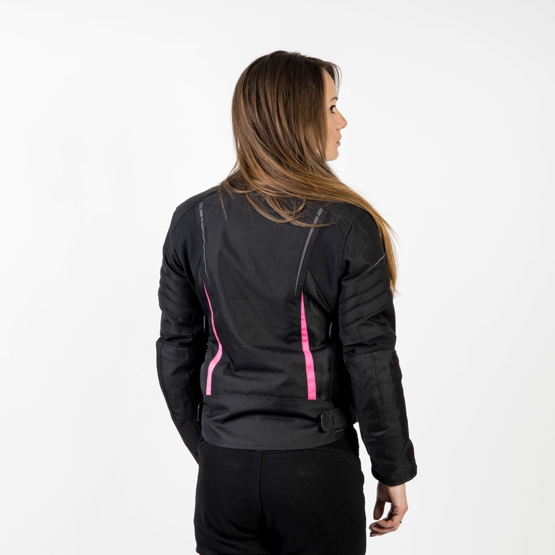 Ozone Flow Motorradjacke für Frauen in Schwarz und Rosa Ausverkauf