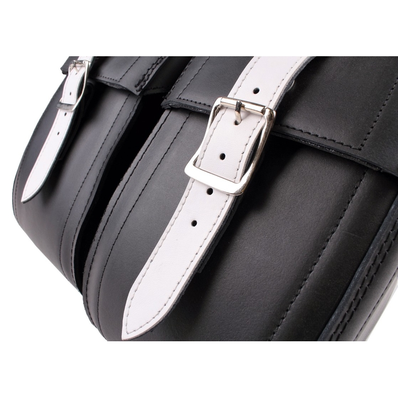 Leder Motorradtaschen mit Schloss RSA-S15 schwarz und weiß