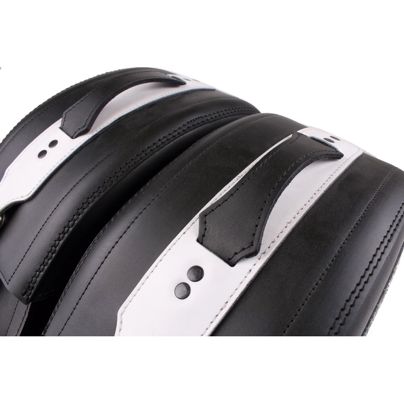 Leder Motorradtaschen mit Schloss RSA-S15 schwarz und weiß