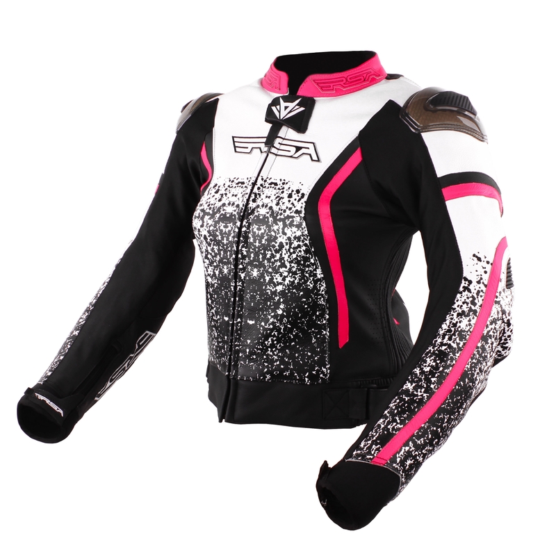 Zweiteiliger Damenoverall RSA Flow II schwarz-weiß-fluo pink sale Ausverkauf