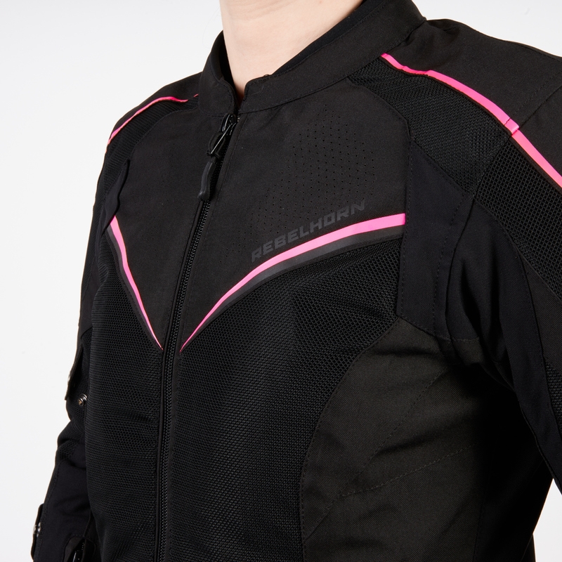 Women's Rebelhorn Hiflow IV Schwarz-Fluo Pink Motorradjacke Ausverkauf