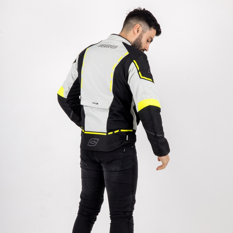 Motorradjacke Ozone Jet II grau-schwarz-fluorgelb Ausverkauf