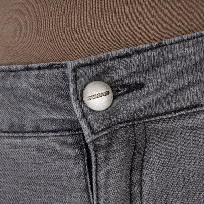 Ozone Roxy Washed Black Motorradjeans für Frauen Ausverkauf