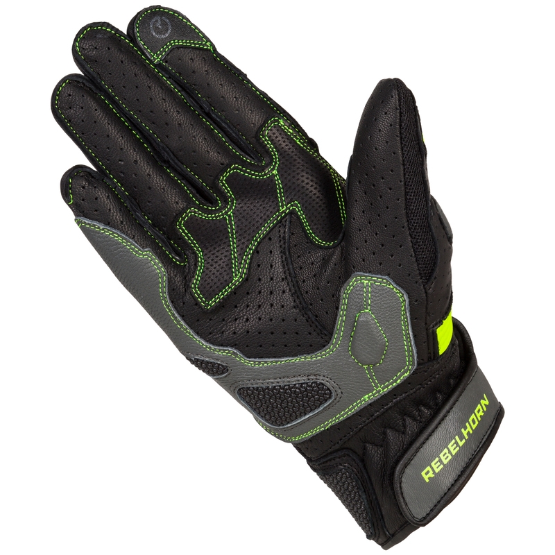Motorradhandschuhe Rebelhorn Flux II schwarz-fluo gelb Ausverkauf