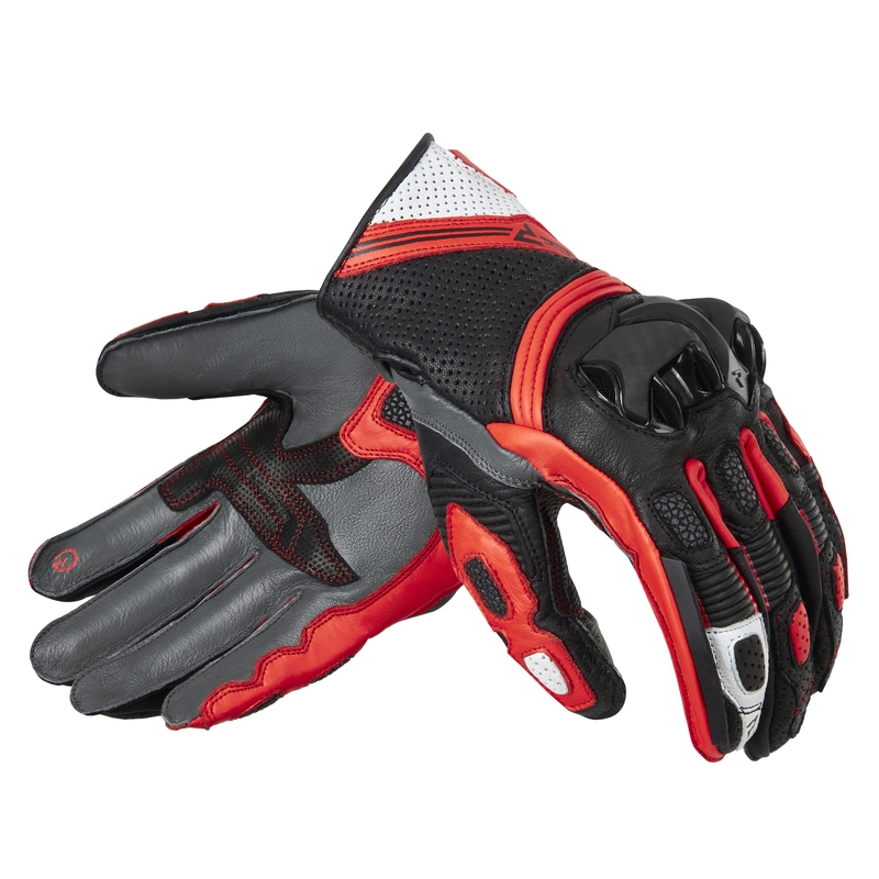 Motorradhandschuhe Rebelhorn ST Short schwarz-grau-fluorrot Ausverkauf