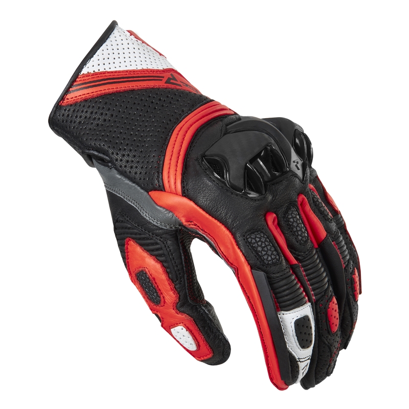 Motorradhandschuhe Rebelhorn ST Short schwarz-grau-fluorrot Ausverkauf