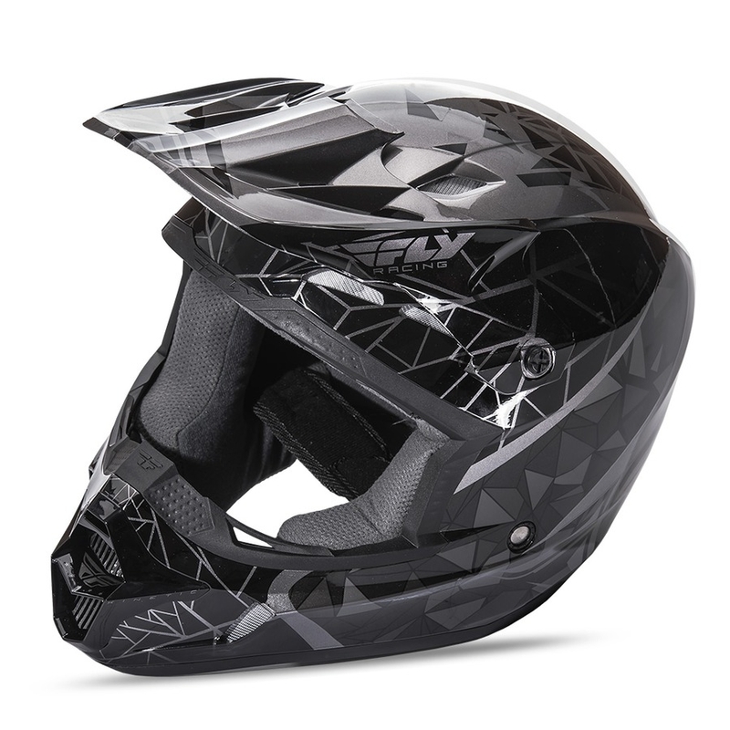 Motocross Helm FLY Racing Kinetic CRUX - USA schwarzer Ausverkauf