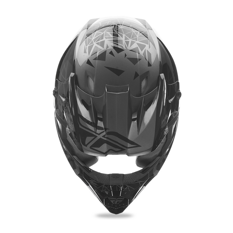 Motocross Helm FLY Racing Kinetic CRUX - USA schwarzer Ausverkauf