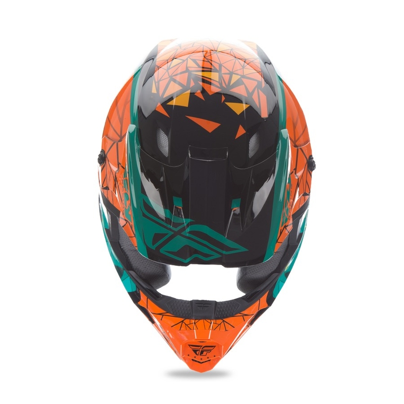 Motocross Helm FLY Racing Kinetic CRUX - USA orange-türkis-schwarz