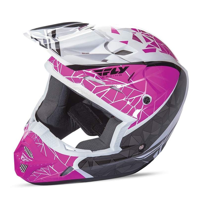 Motocross Helm FLY Racing Kinetic CRUX - USA rosa-schwarz-weiß