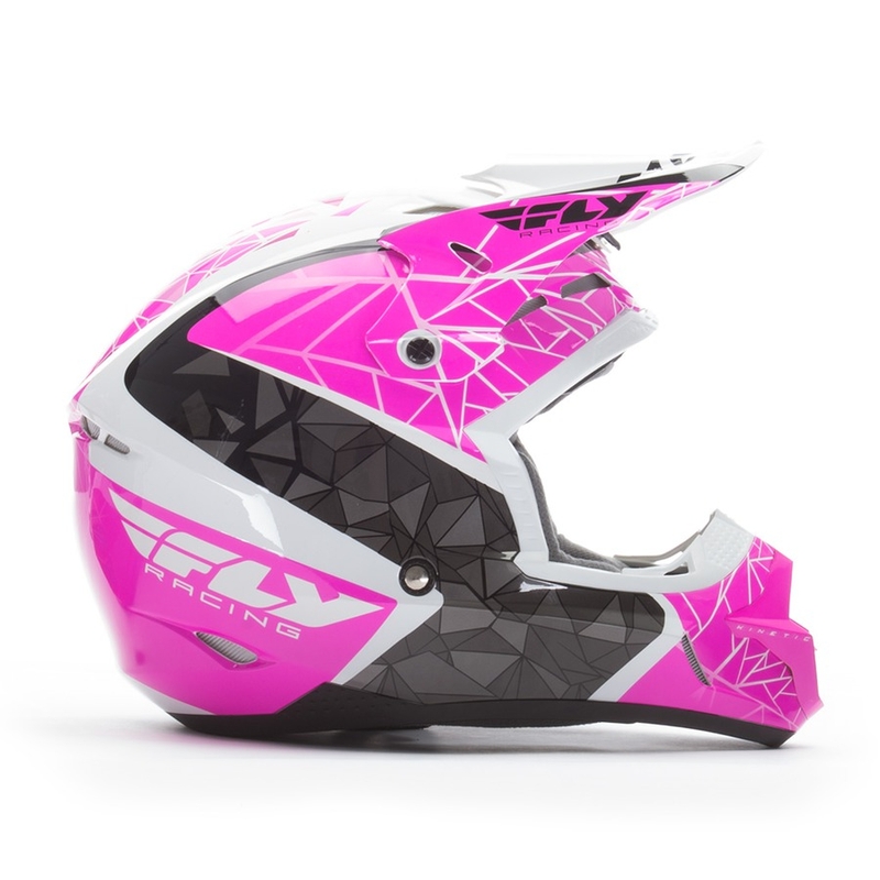 Motocross Helm FLY Racing Kinetic CRUX - USA rosa-schwarz-weiß