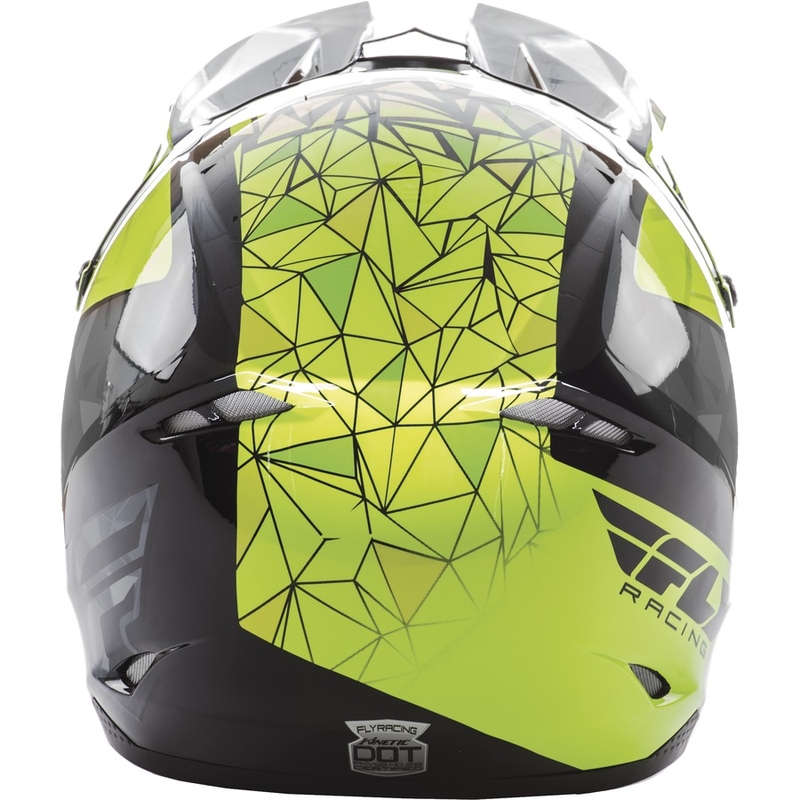 Kinder Motocross Helm FLY Racing Kinetic CRUX - USA fluo gelb-grau-schwarz Ausverkauf