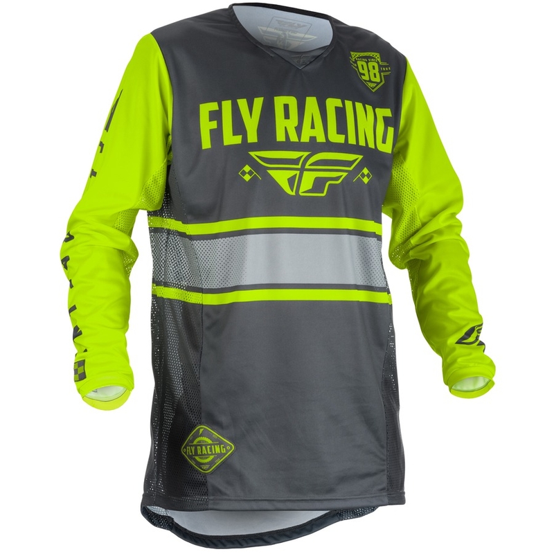 Kinder Motocross Trikot FLY Racing Kinetic ERA 2018 - USA grau-fluo gelb