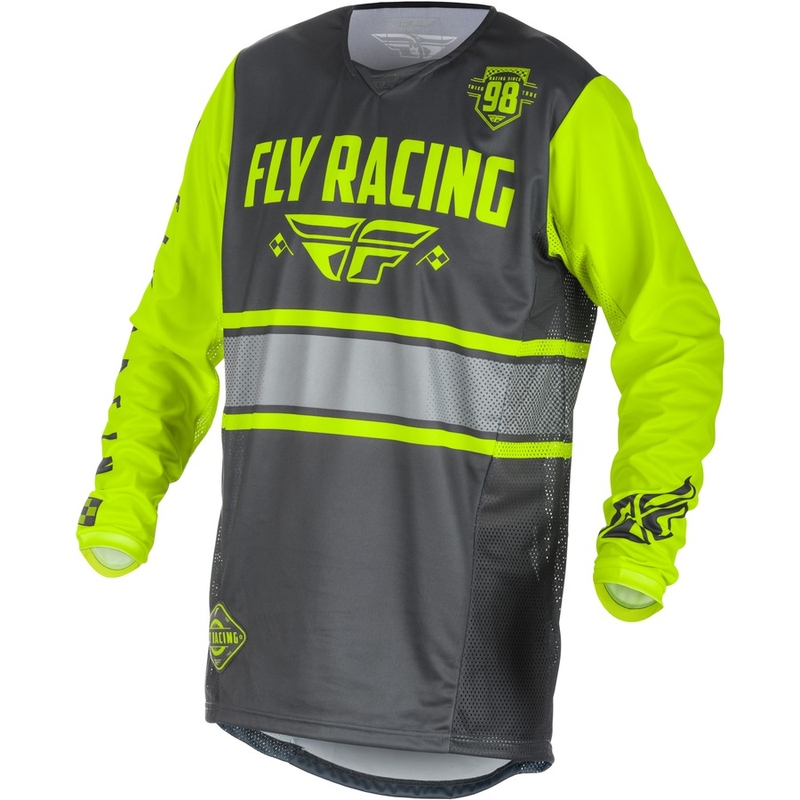 Kinder Motocross Trikot FLY Racing Kinetic ERA 2018 - USA grau-fluo gelb