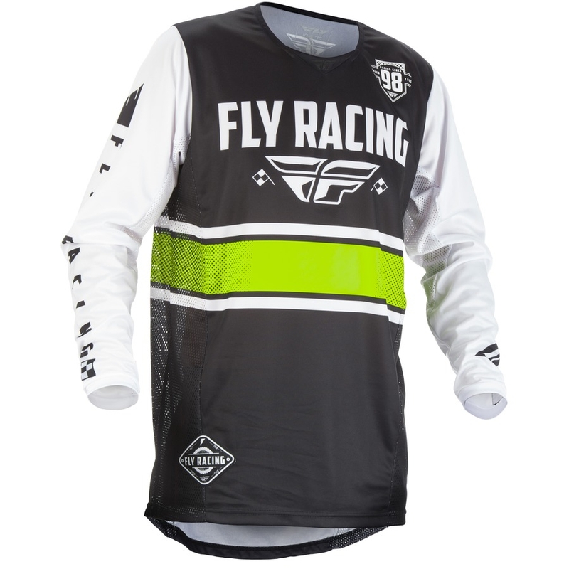 Kinder Motocross Trikot FLY Racing Kinetic ERA 2018 - USA weiß-schwarz