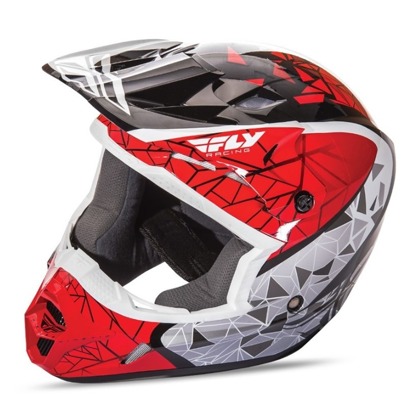Kinder Motocross Helm FLY Racing Kinetic CRUX - USA rot-weiß-schwarz Ausverkauf
