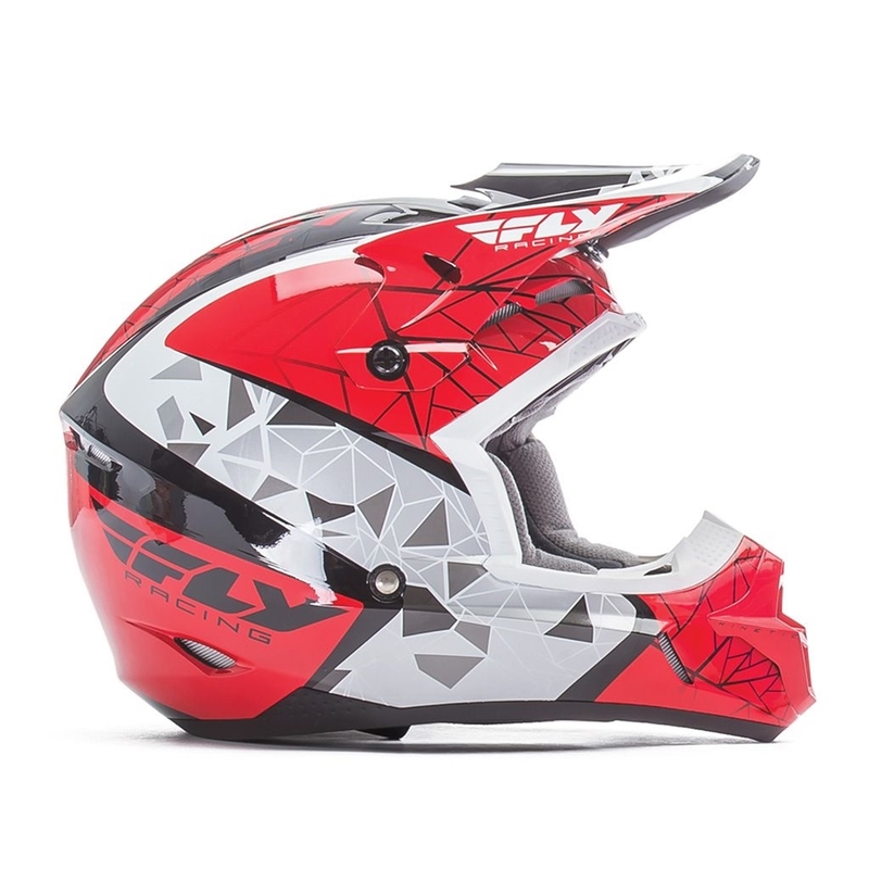 Kinder Motocross Helm FLY Racing Kinetic CRUX - USA rot-weiß-schwarz Ausverkauf