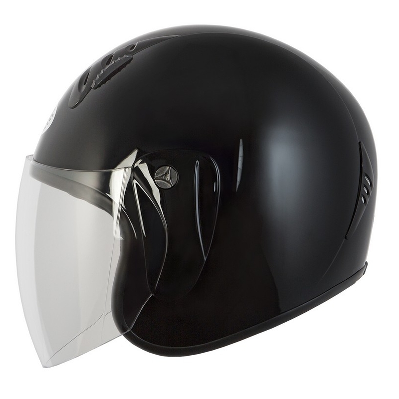 Offener Motorradhelm Ozone HY-818 schwarz glänzend