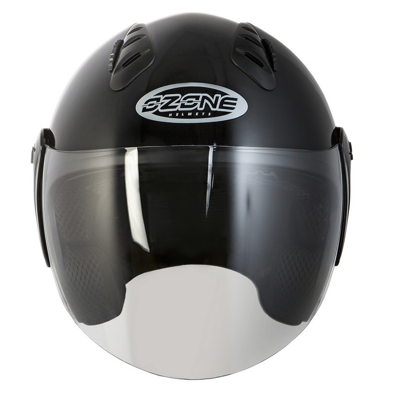 Offener Motorradhelm Ozone HY-818 schwarz glänzend
