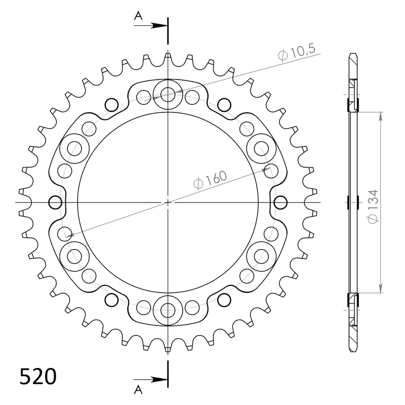 Kettenrad SUPERSPROX STEALTH gold 42T, 520