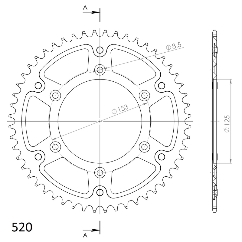 Kettenrad SUPERSPROX STEALTH rot 49T, 520