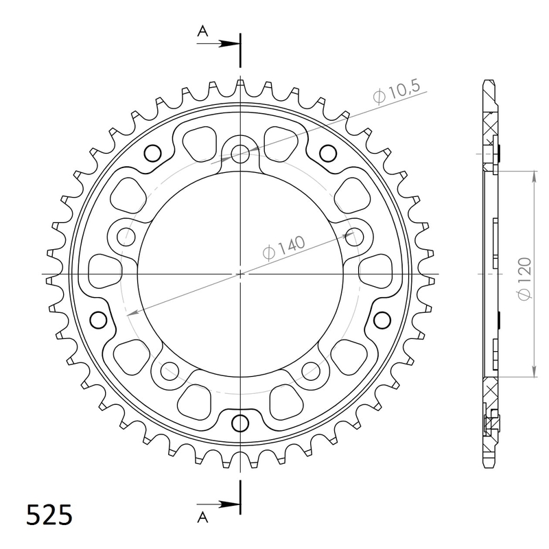 Kettenrad SUPERSPROX STEALTH gold 42T, 525