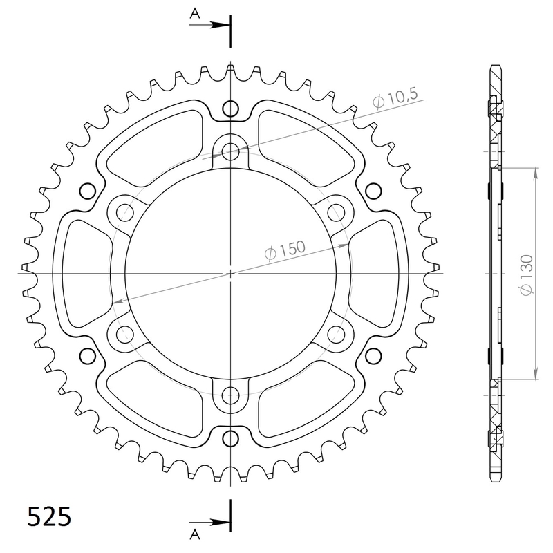 Kettenrad SUPERSPROX STEALTH gold 47T, 525