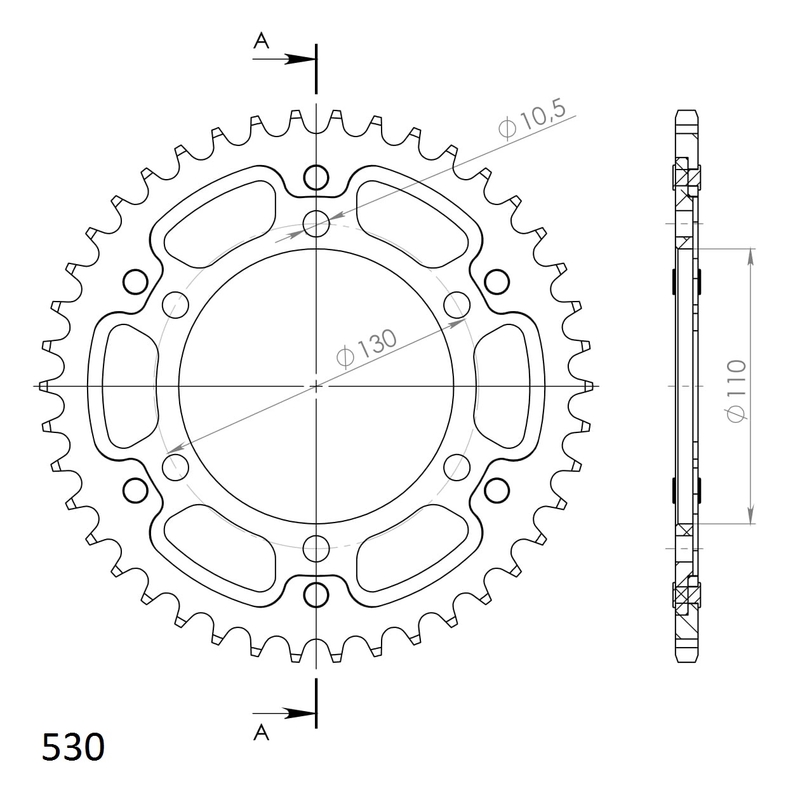 Kettenrad SUPERSPROX STEALTH gold 42T, 530