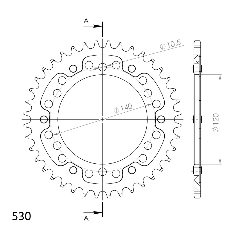 Kettenrad SUPERSPROX STEALTH gold 40T, 530