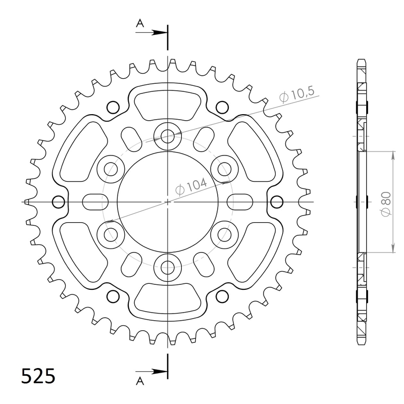 Ketten Rad SUPERSPROX STEALTH gold 43T, 525